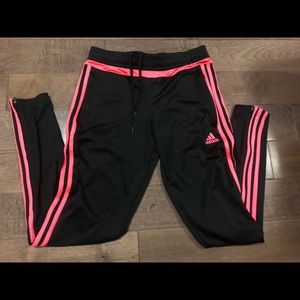 Black and pink Adidas track pants